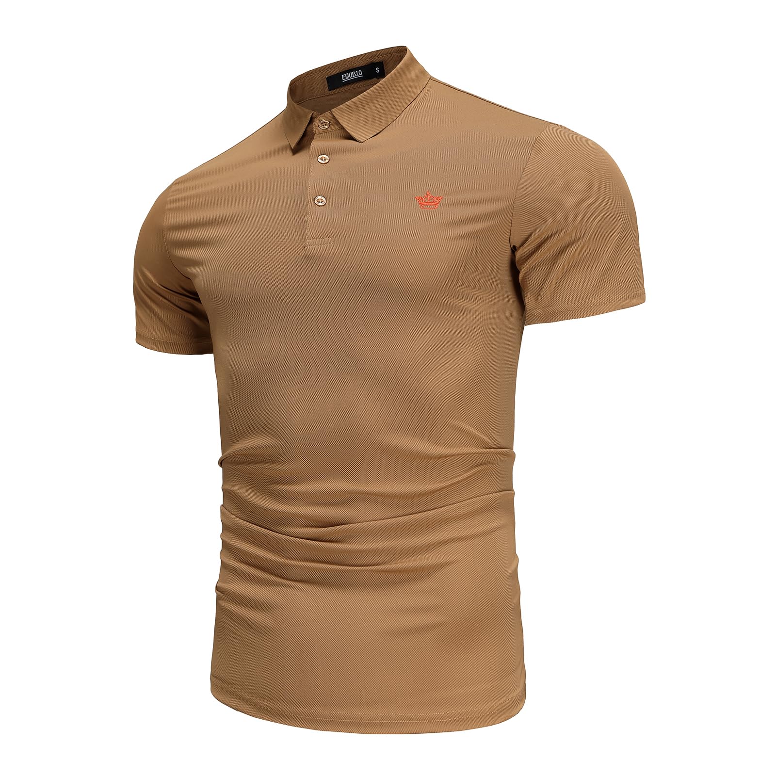 Polo Shirt for Men Dry Fit, Mens' Golf Shirt Short Sleeves Moisture Wicking Lightweight Regular Slim Fit Embroidered Shirt for Summer D- Brown