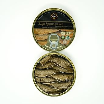 Sprats Riga Smoked 12 Pack Gold Star 5.6 Oz Tins in vegetable Oil Latvia