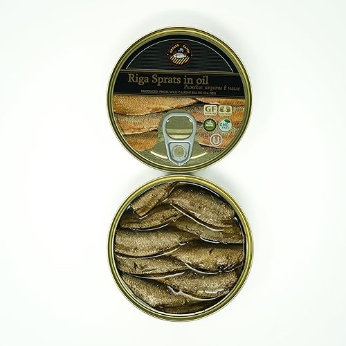 Espadines Riga ahumados (paquete de 12) GOLD STAR latas de 5.6 onzas en aceite vegetal Letonia