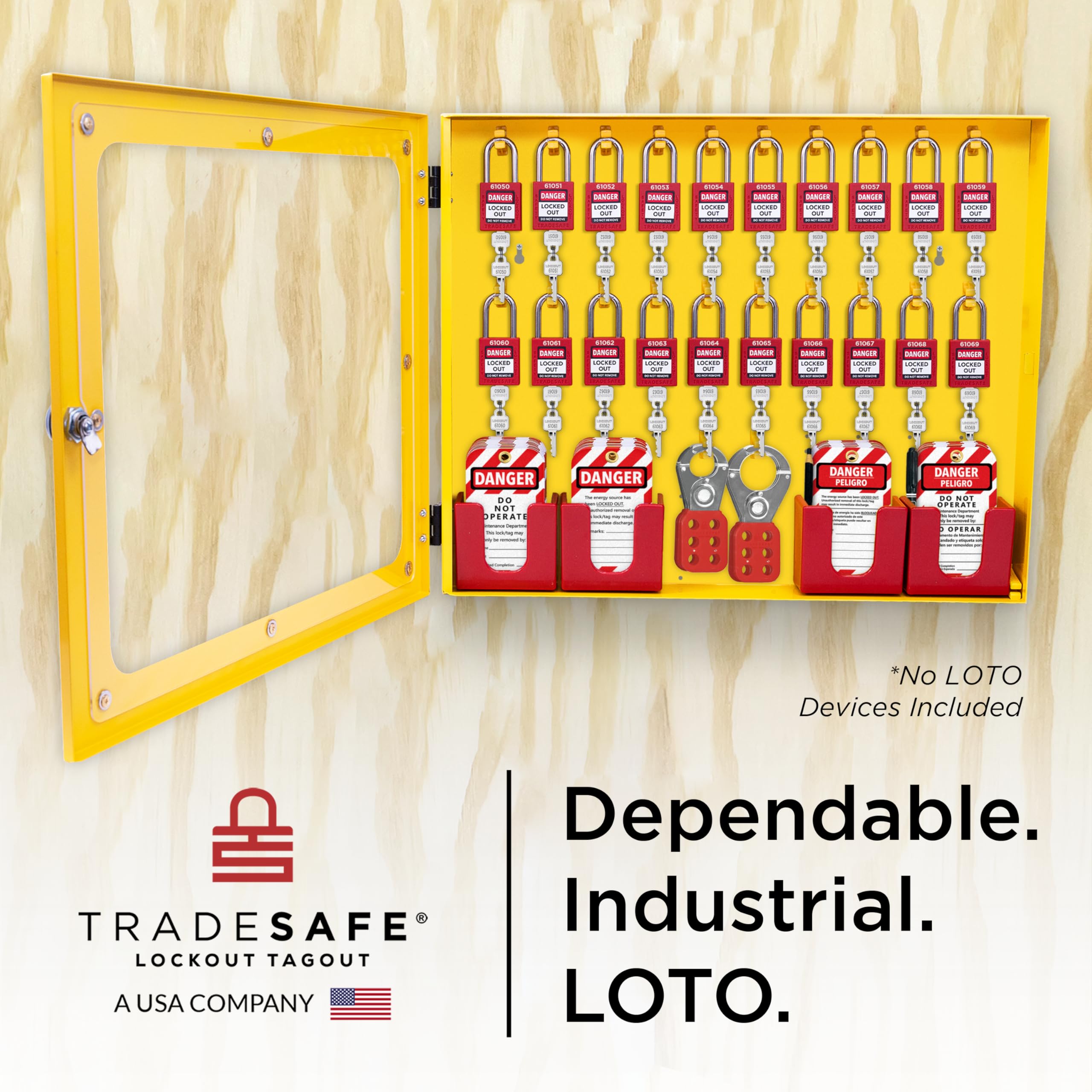 TRADESAFE Estación de etiquetado de bloqueo, estación de etiquetado de bloqueo sin llenar, no incluye dispositivos Loto, kit de montaje en pared, estación de bloqueo 22-1/2 x 18 x 3 pulgadas