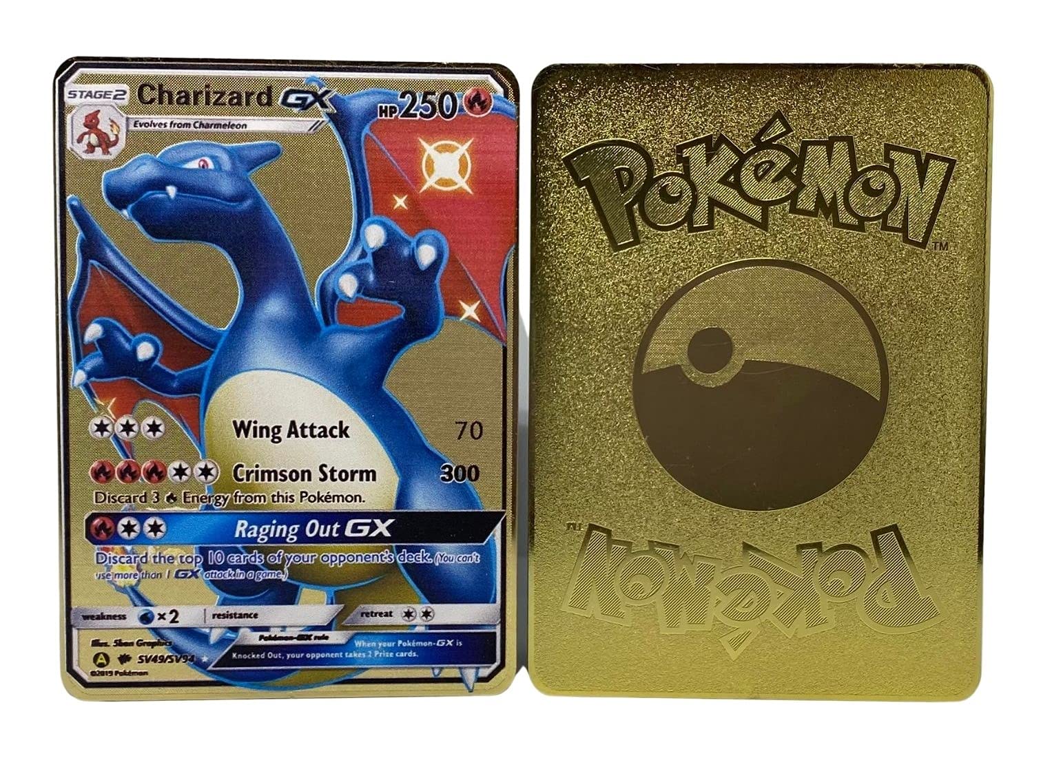Amazon.com: Charizard GX SV49/SV94 Card (Custom Metal Gold Card), Gold /  Black
