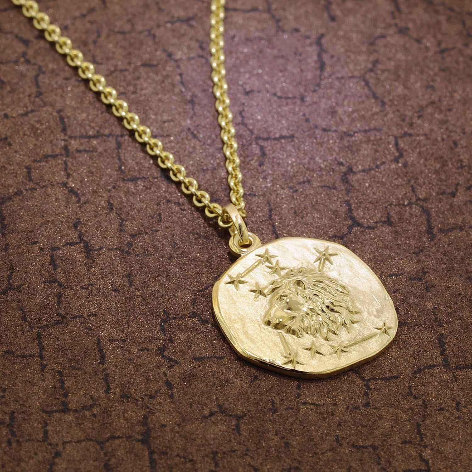 trendor Löwe Sternzeichen Ø 20 mm Herren-Halskette Gold auf Silber 39070-08