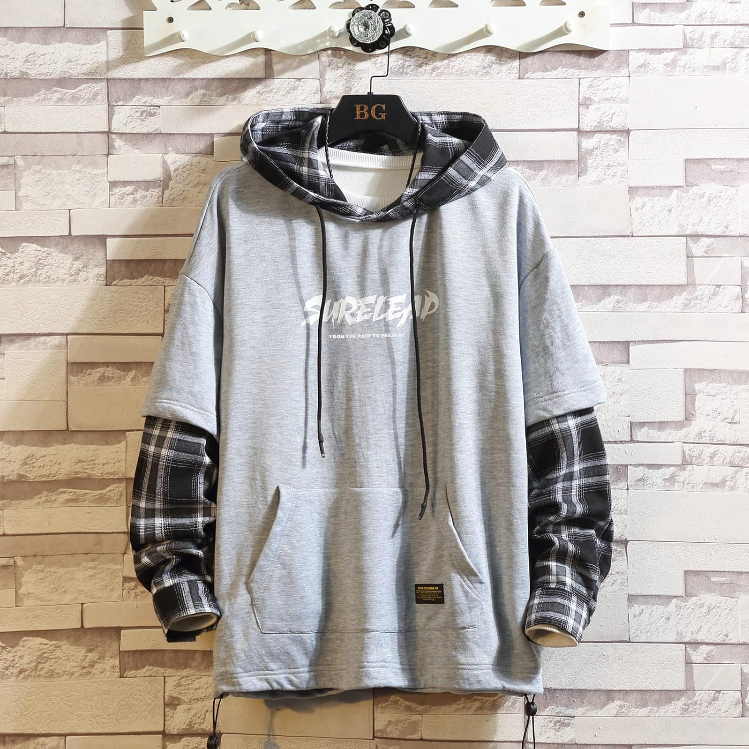 GURUNVANI Japan Style Patchwork Hoodies Men Characters Streetwear Hoodie Men Sweatshirt