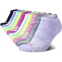 Avia Womens Athletic Performance Cushioned No Show Solid Socks 10 Pack, Size 4-9, Bright Assorted