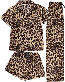 Beaudrm Womens Leopard Pajama Cheetah