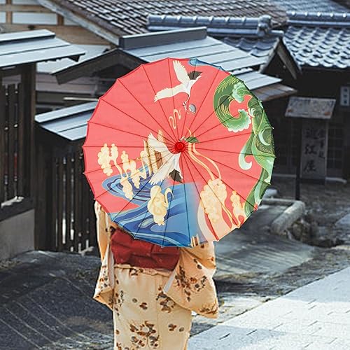 Miniatura 2 de Sombrilla de papel aceitado, paraguas japonés de 32 pulgadas, paraguas de papel aceitado, arte clásico, paraguas chino para mujer, sombrilla de