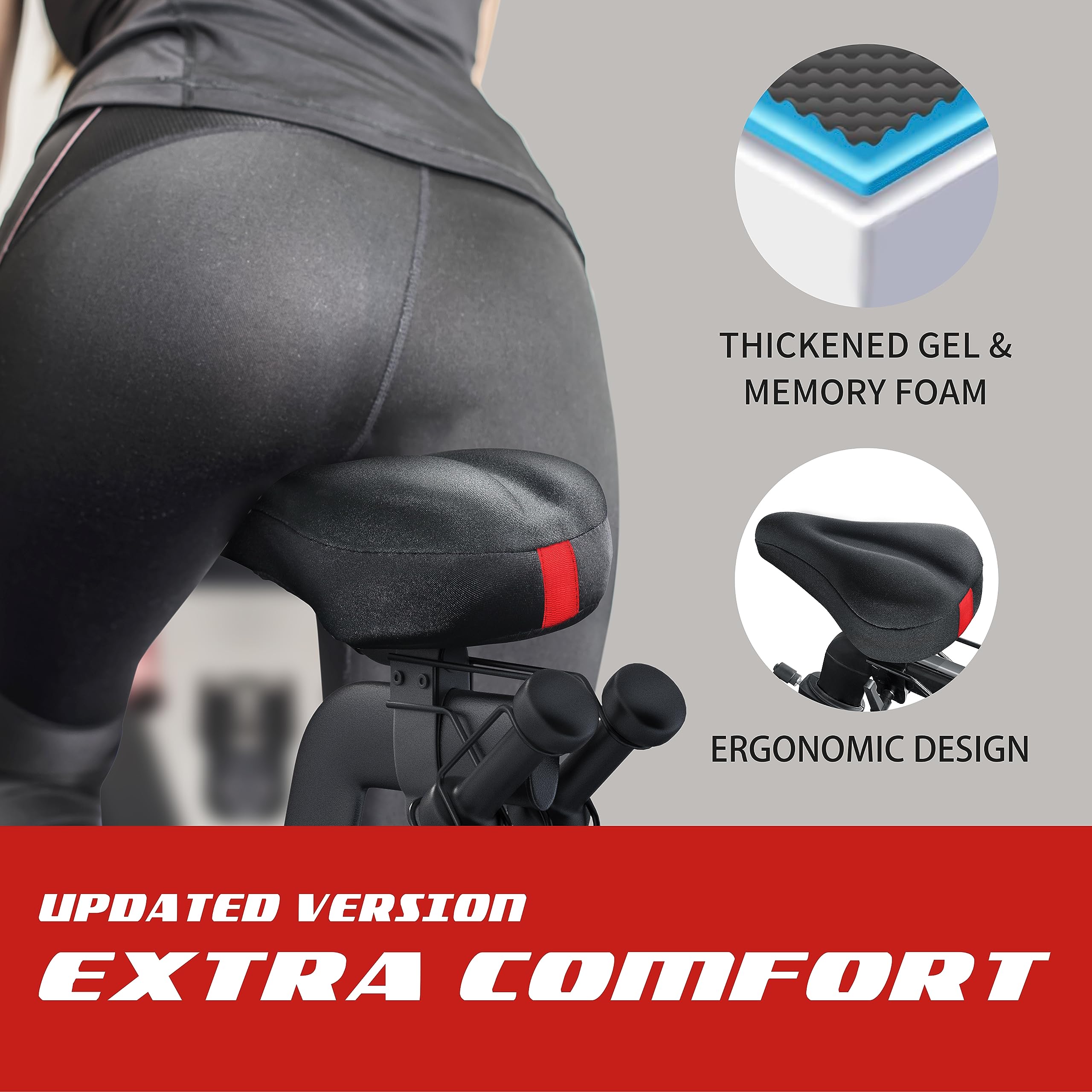 Coussin de siège de vélo compatible avec Peloton Bike & Plus, housse de siège de vélo en gel confortable pour homme et femme, accessoires pour la plupart des selles de vélo étroites, extra rembourré