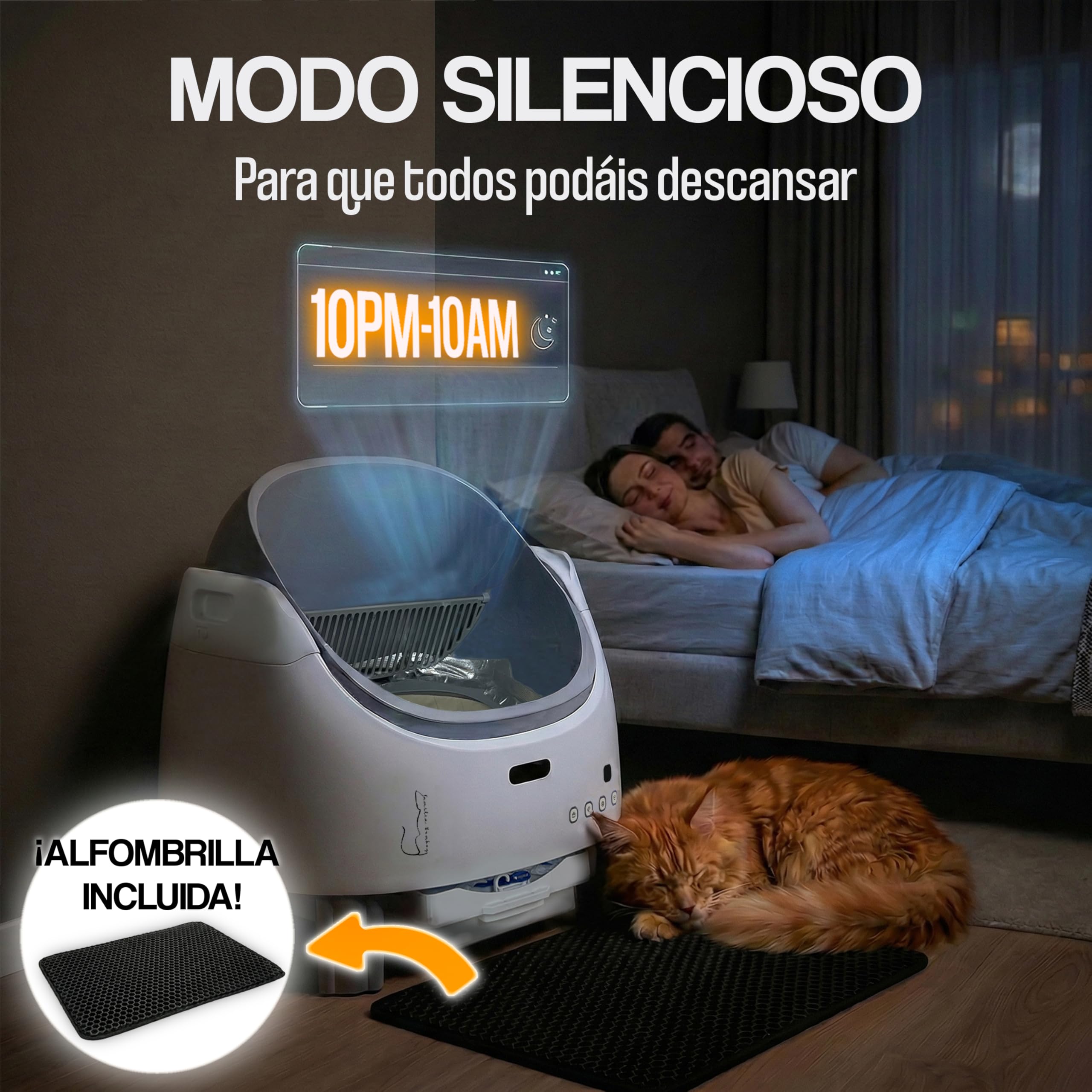 Arenero Automatico Familia Bombay - Arenero Gatos Autolimpiable - Caixa de Areia para Gatos Automatico - Arenero Electrico - Automatic Cat Litter Box Cleaning - ONG contra la Leucemia - Inteligente