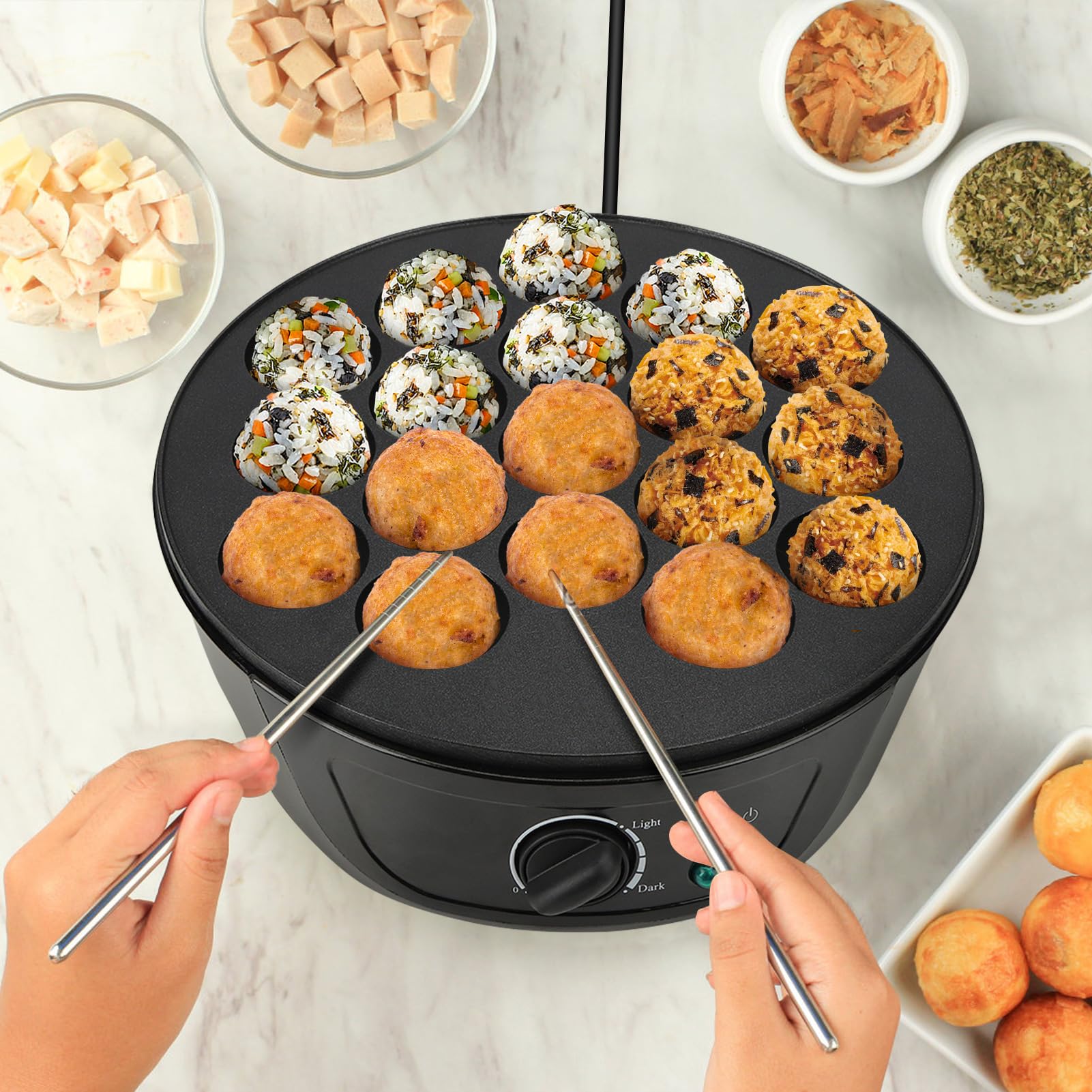 Macchina per Takoyaki Elettrica 18 Griglie Teglia per Polpo Palla Fai da Te Colazione