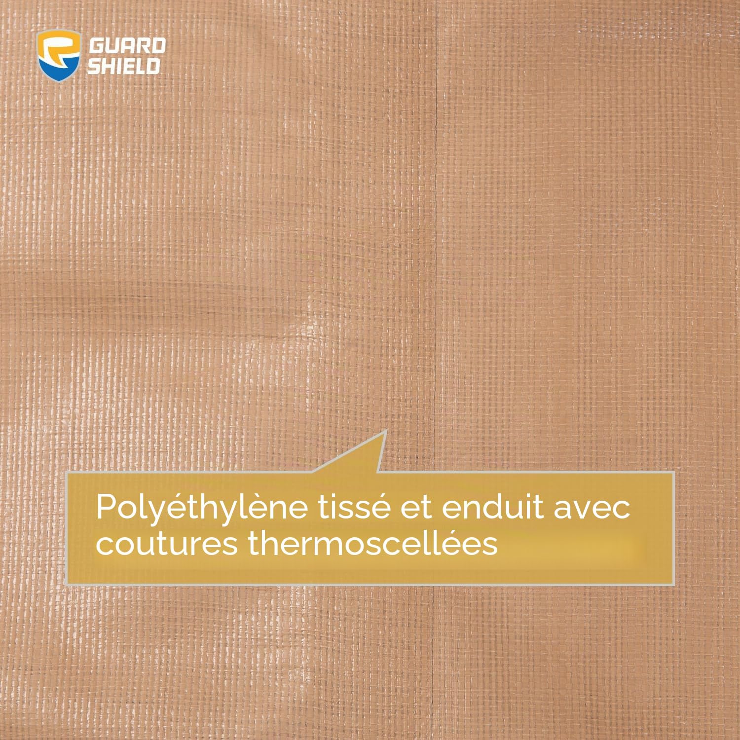 GUARD SHIELD Bâche avec œillets Imperméable 6 m x 8 m Beige/Kaki Bâche en Tissu 200 g/m² Bâche de Protection Multi-usages, résistante à la déchirure, stabilisée aux UV, résistante au moisissure