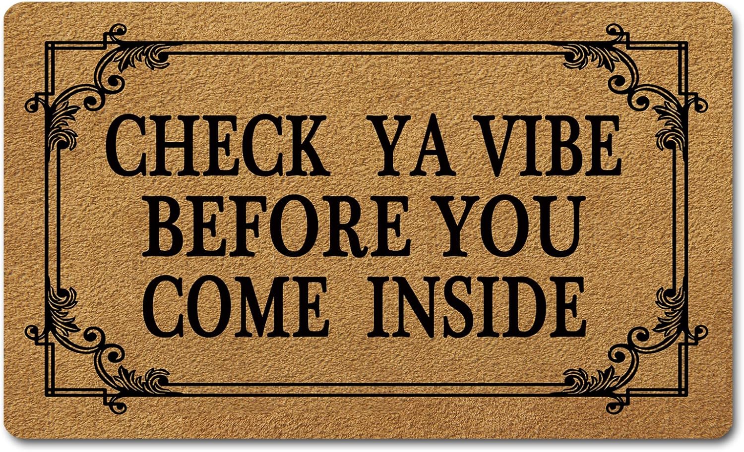 FunXiLin Funny Welcome Doormat 29.5" x 17.7" for Home Decor Indoor Front Porch Entrance Way Rugs and Mats (Check Ya Vibe Before You Come Inside)