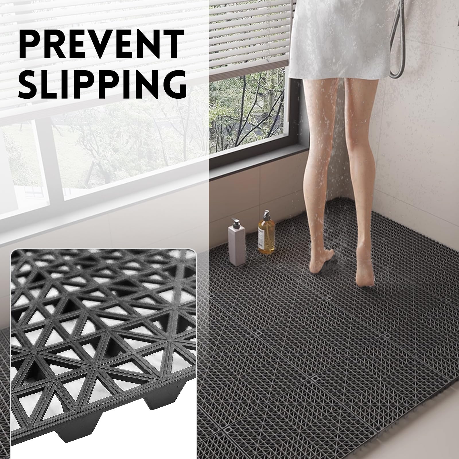 RITOLLO Drainage Floor Tiles - Non-Slip Outdoor Mats -6