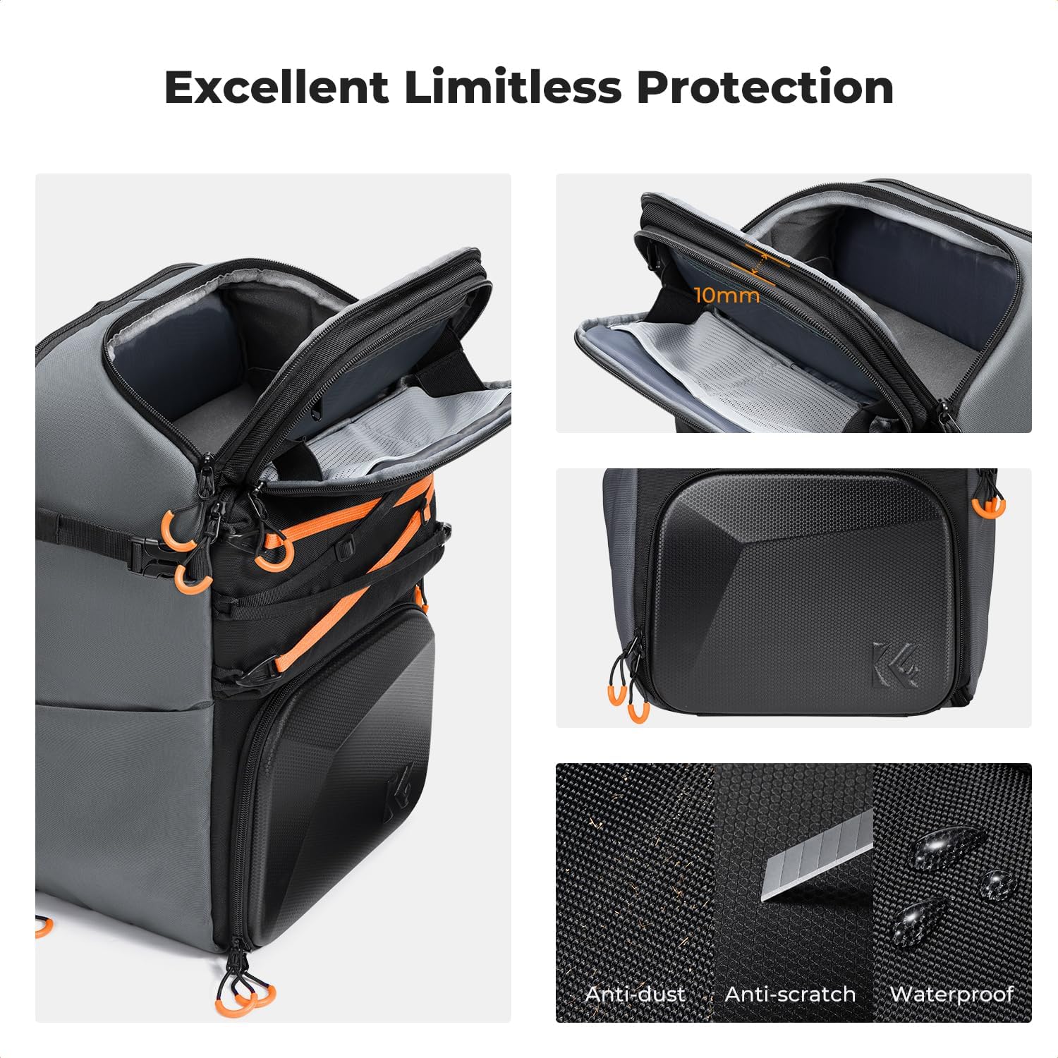K&F CONCEPT Camera Backpack Shoulder Bag for Photographers, Hardshell Case Camera Bag, Multifunction Photography Backpack with 15.6" Laptop Compartment - Image 5