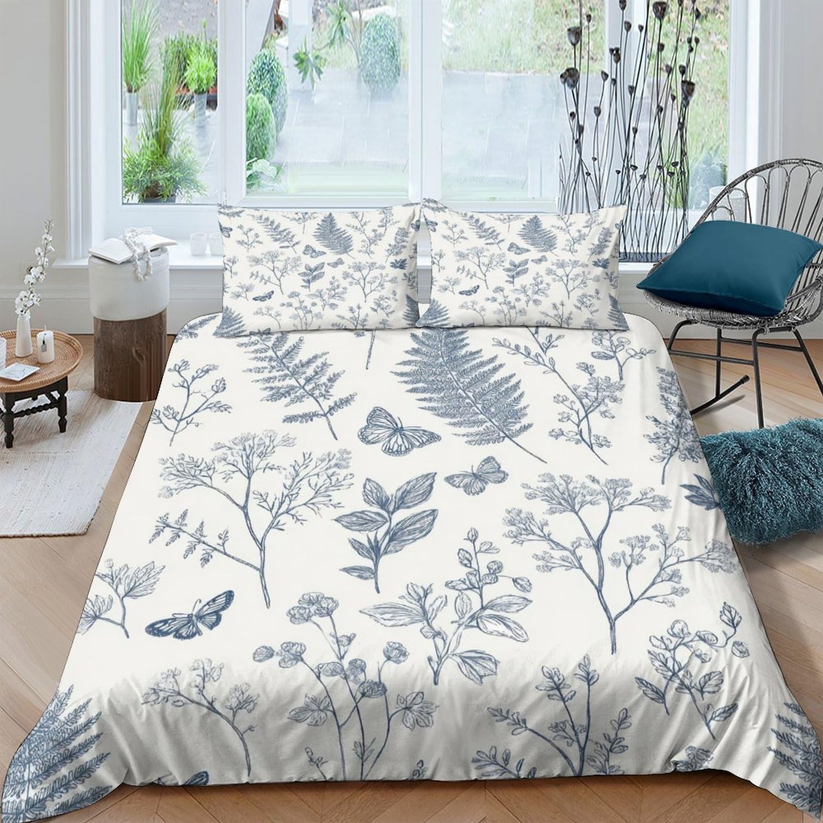 Ctjqhvkz Style-4 3D Printed Botanical Leaves Fitted Sheet Microfiber Soft Anti-Slip Butterfly Forest Mattress Cover For Bedroom Guest Room Decor Single（135X200cm）