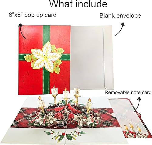 Miniatura 4 de By 22CRAFT Tarjetas de Navidad desplegables, tarjetas de Navidad emergentes 3D, tarjeta de felicitación de Navidad de 6 x 8 pulgadas para familia,