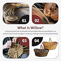 Vista 4 de Wald Imports - Cesta de mimbre tejida a mano de color marrón claro medio para almacenamiento con asas - Cesta tejida - Cestas de mimbre para picnic