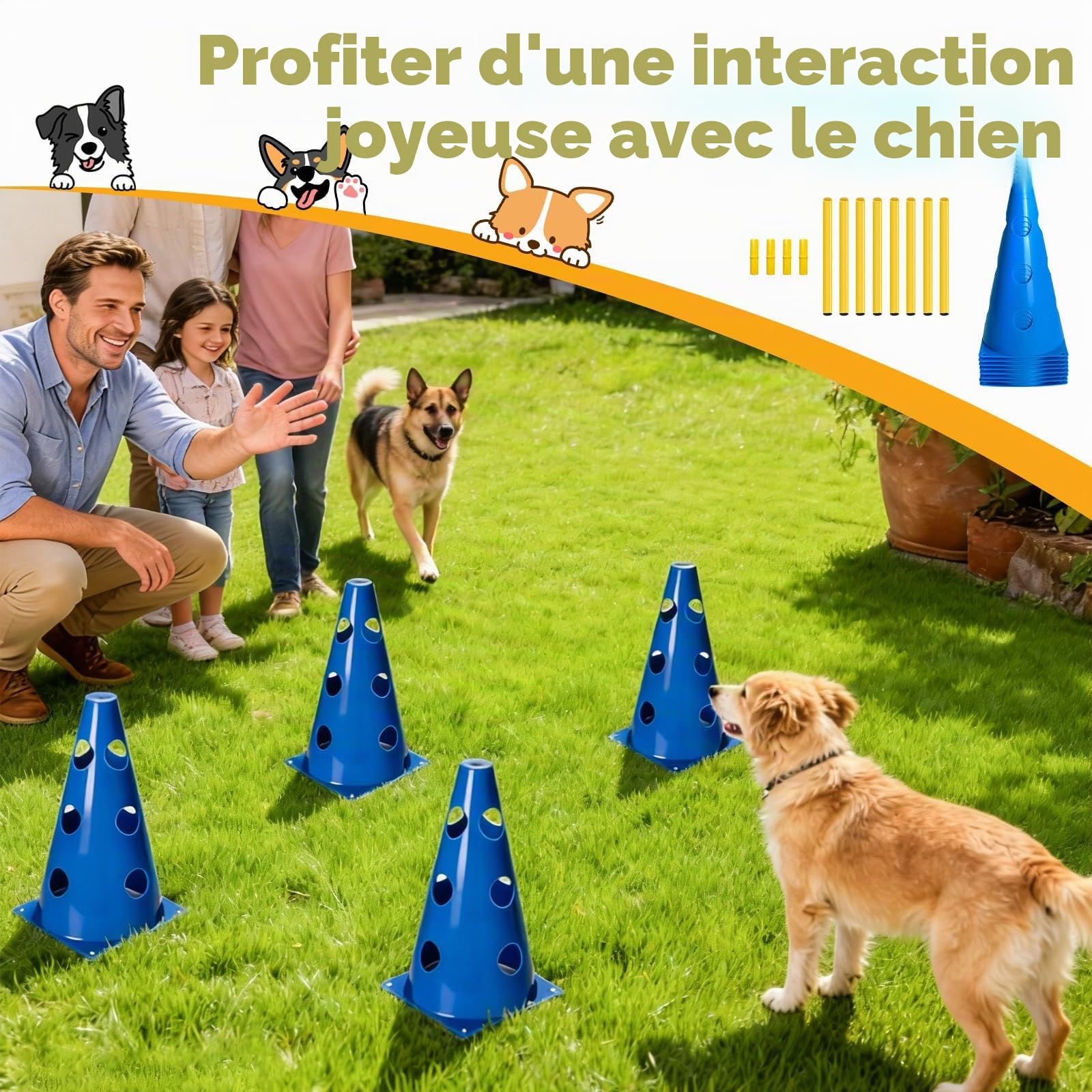 Cavaletti Lot de 6 accessoires d'agilité pour chien, obstacles, obstacles, loisirs, saut