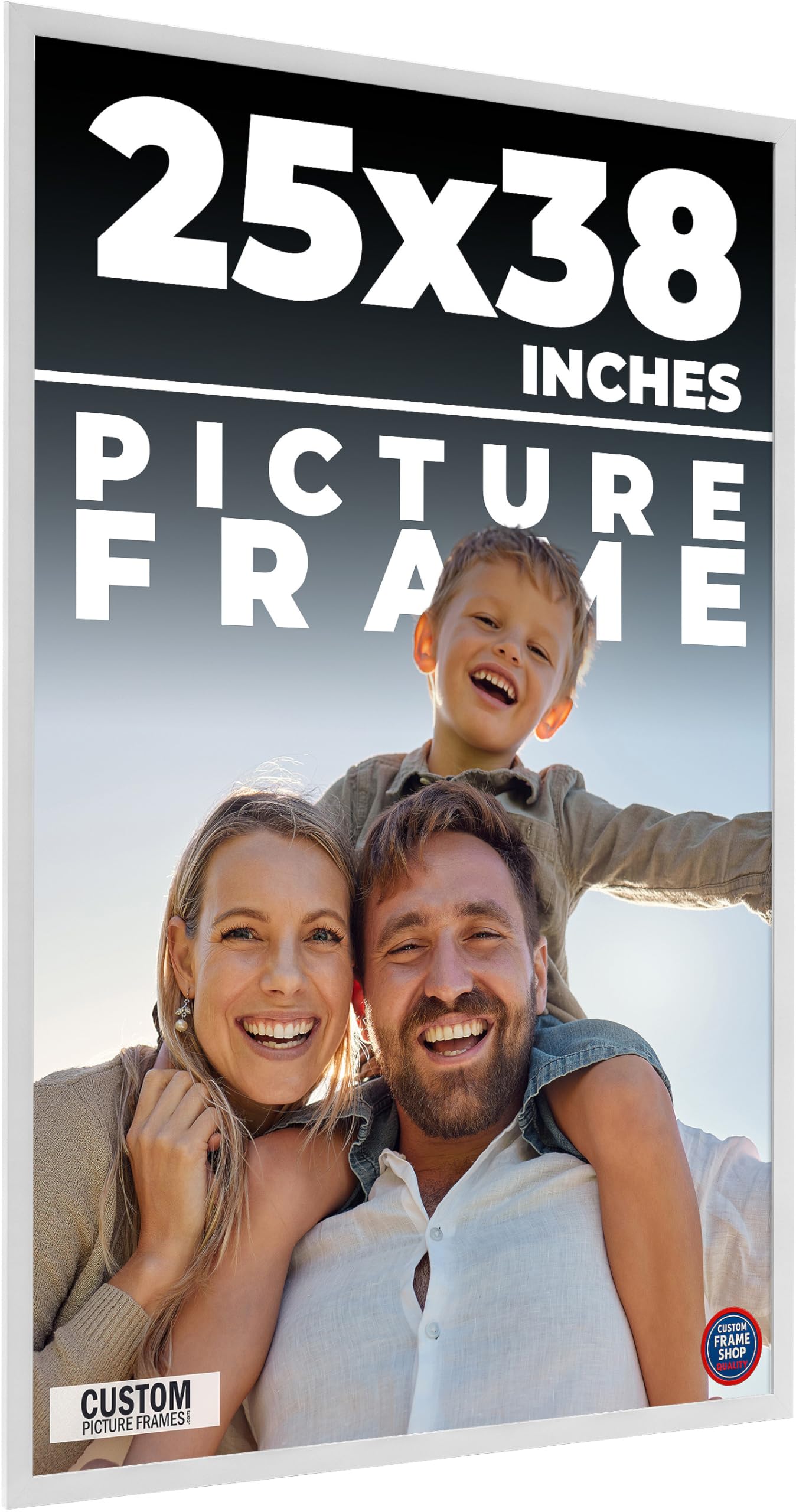 25x38 Frame White Real Wood Picture Frame Width 0.75 Inches | Interior Frame Depth 0.5 Inches | Bianca Mid Century Photo Frame Complete with UV