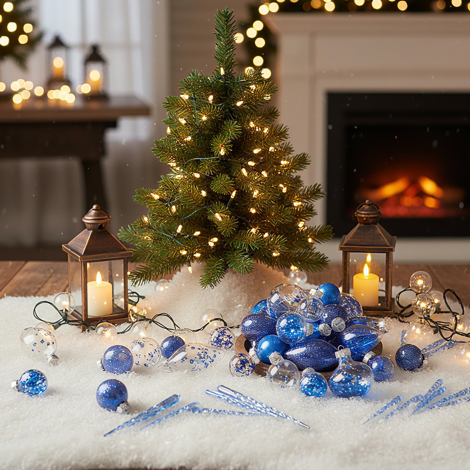 Bucherry Eiszapfen aus transparentem Kunststoff, bruchsicher, glitzernd, Kunststoff, für Weihnachten, Weihnachten, Acryl, Eiszapfen, Ornamente für Urlaub, Hochzeit, Party, 48 Stück