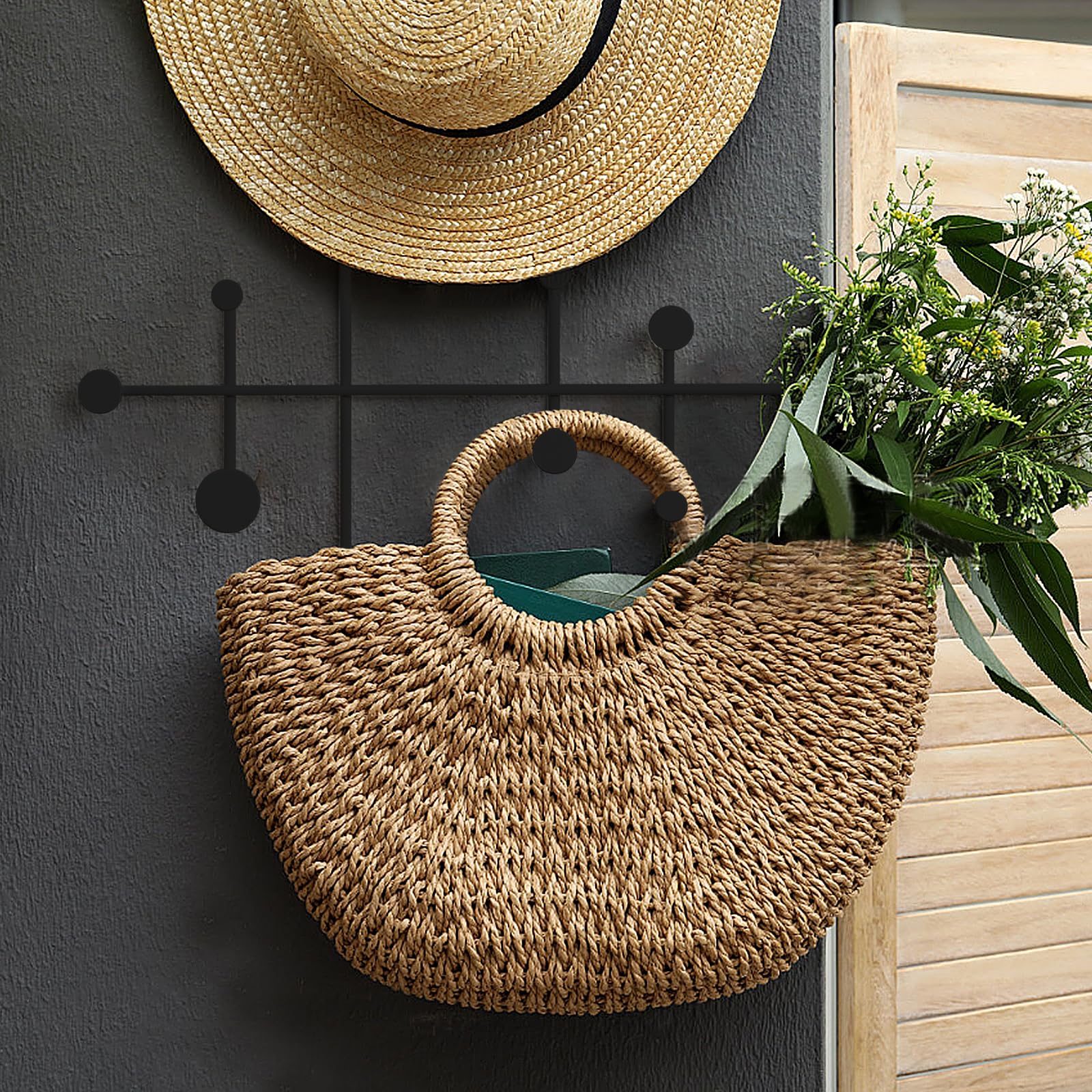 Appendiabiti da Parete e da Muro Moderno per Ingresso,Attaccapanni Elegante,Ideale per Mobili e Accessori d'Ingresso,Appendi Abiti per Muro per Ingresso,Soggiorno,Camera da letto (Nero)