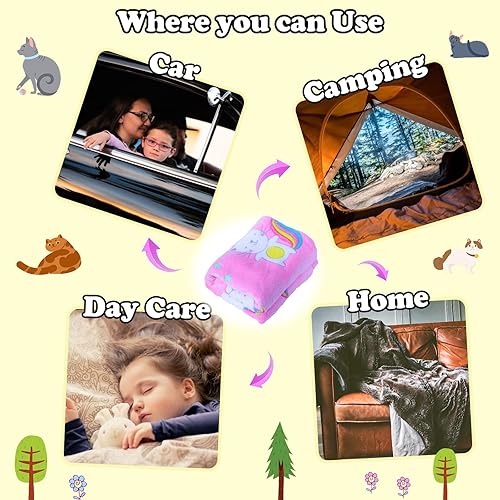 Miniatura 5 de Manta de gato rosa que brilla en la oscuridad con bolsa de almacenamiento, manta suave para niñas y niños, manta de campamento, regalos para niños