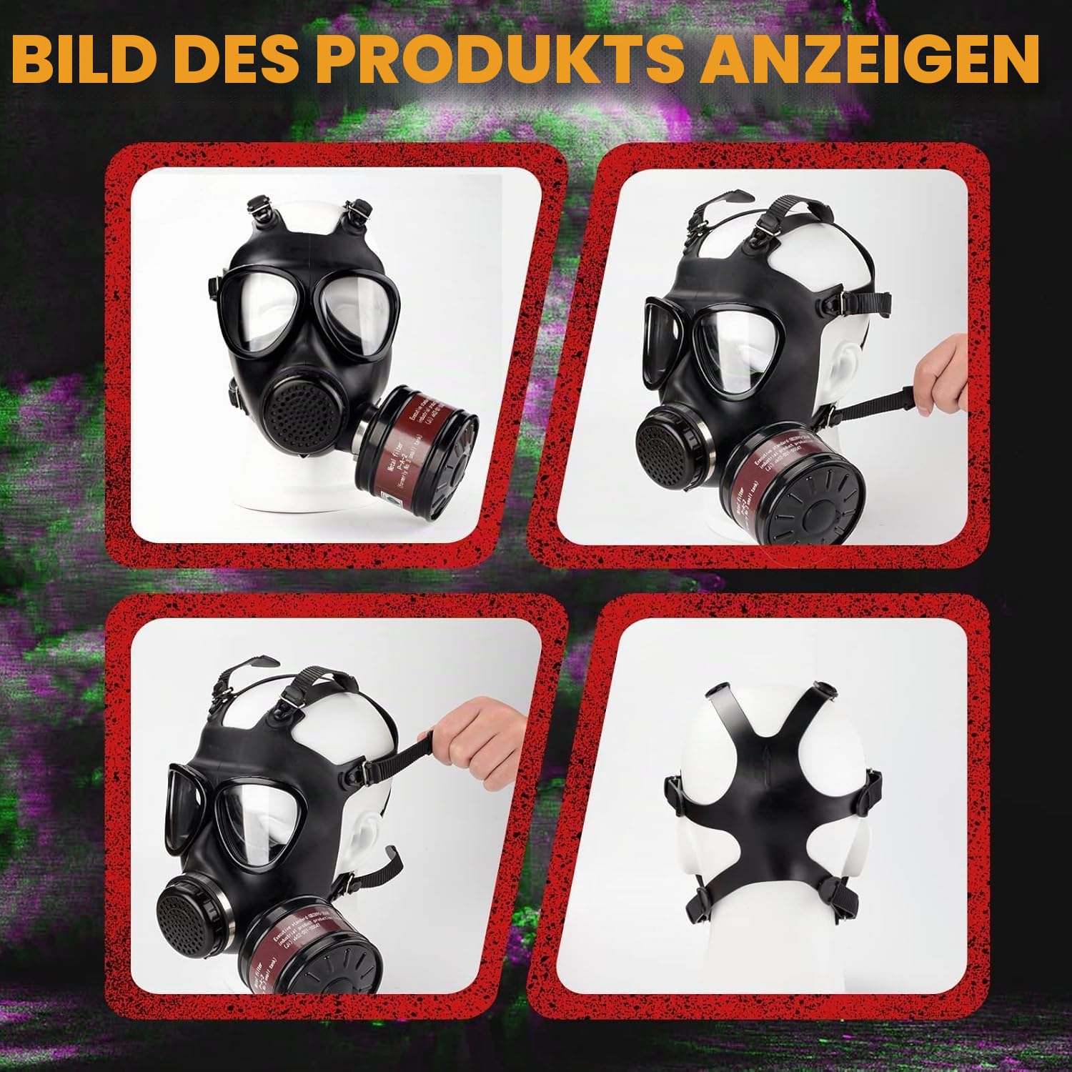 Gasmaske Survival Nuklear und Chemie mit 40-Mm-Aktivkohlefilter, Vollmaske Atemschutzmaske Staub für Feinstaub, Gase Dämpfe,Chemikalien, Farben, Schweißen,Sprühen, Schleifen,Malerei,Polieren