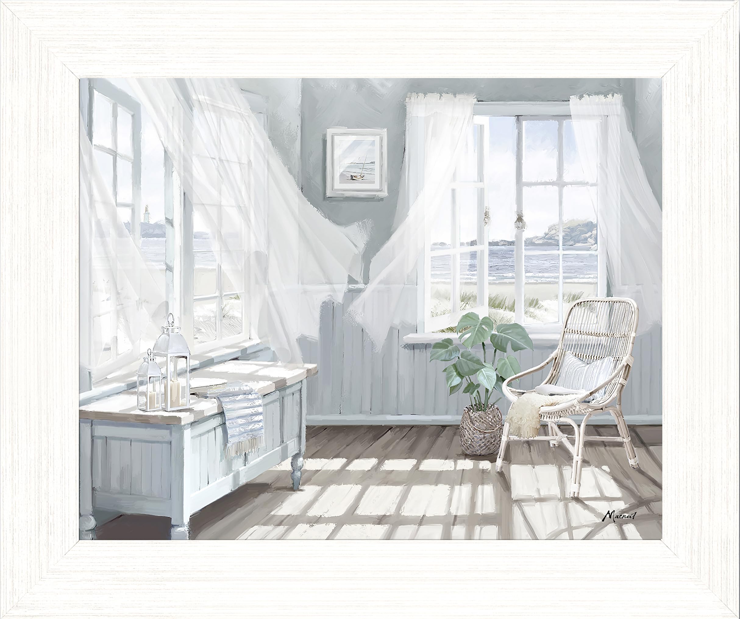Artko Artistic Coastal Framed Print – Beachfront Home Picture - ‘Salt Wind’ by Richard Macneil – Ready to Hang Wall Art - Seaside Themed Home Décor – 37cm x 31cm