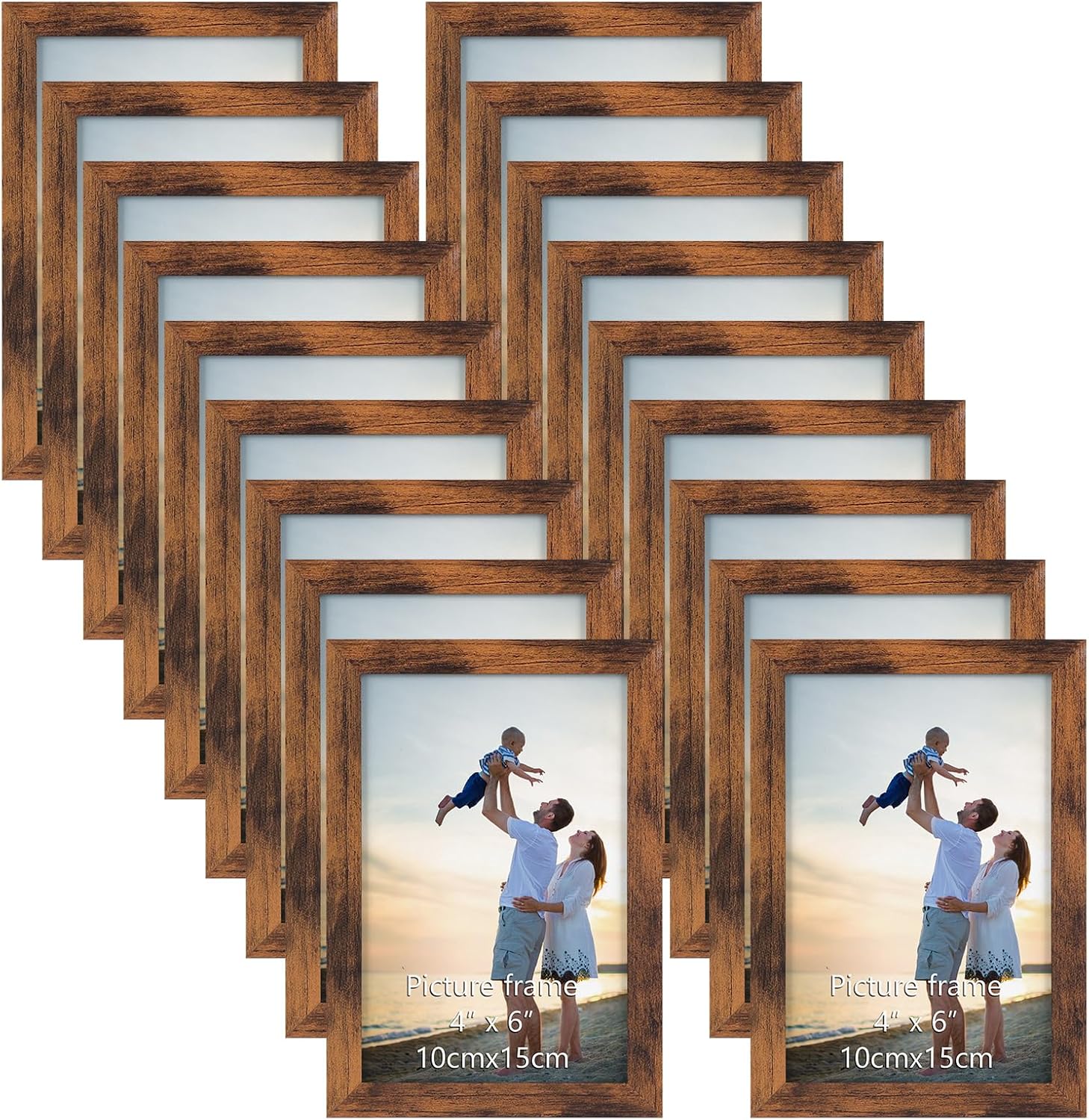 Hoikwo 18 Packs 4x6 Rustic Brown Multi Picture Frames Set for Family