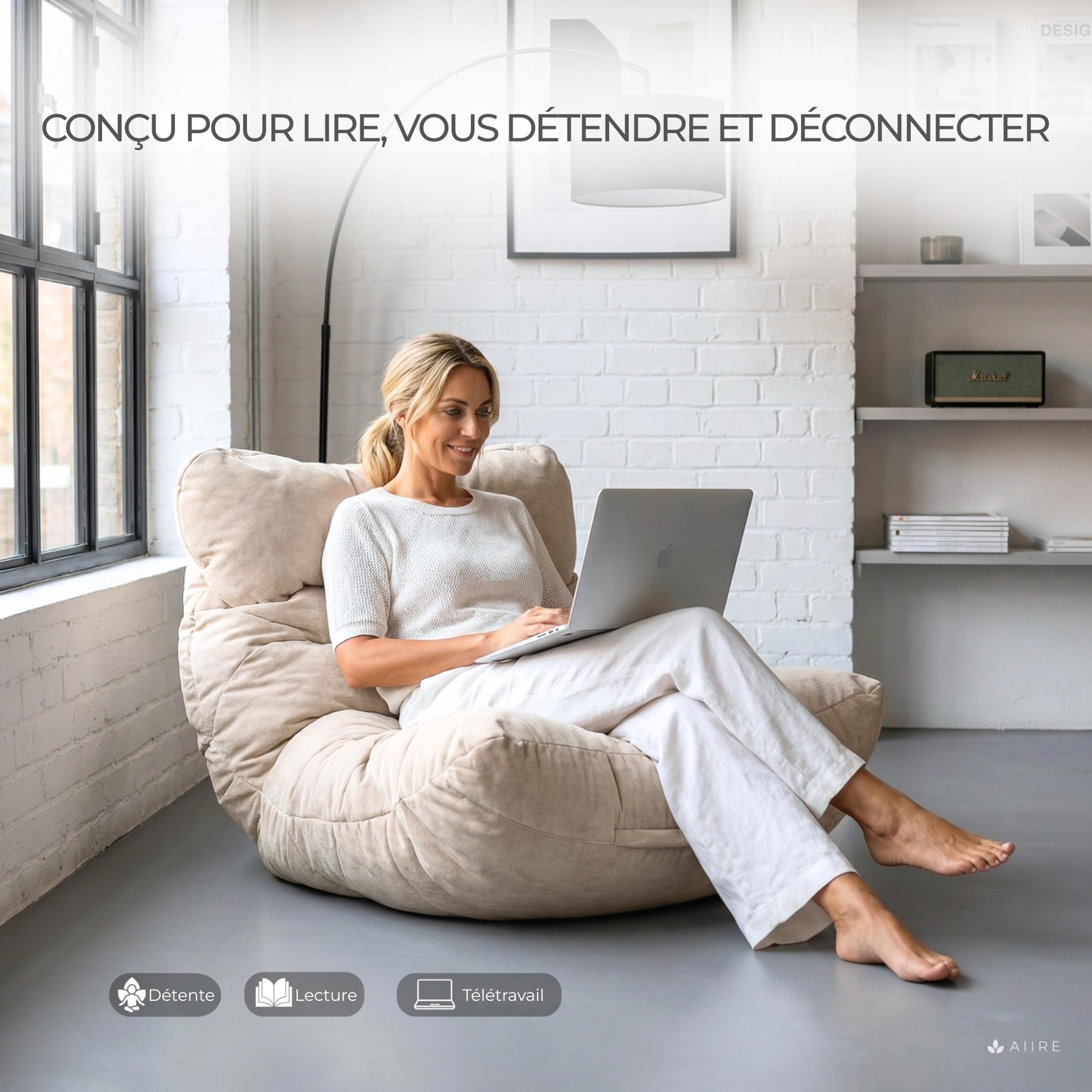 Aiire Housse Pouf Salon Moderne - Fauteuil Pouffe Géant Interieur Adulte ou Ado sans Remplissage pour Décoration de la Chambre – Gros Bean Bag Chair Enfant XXL