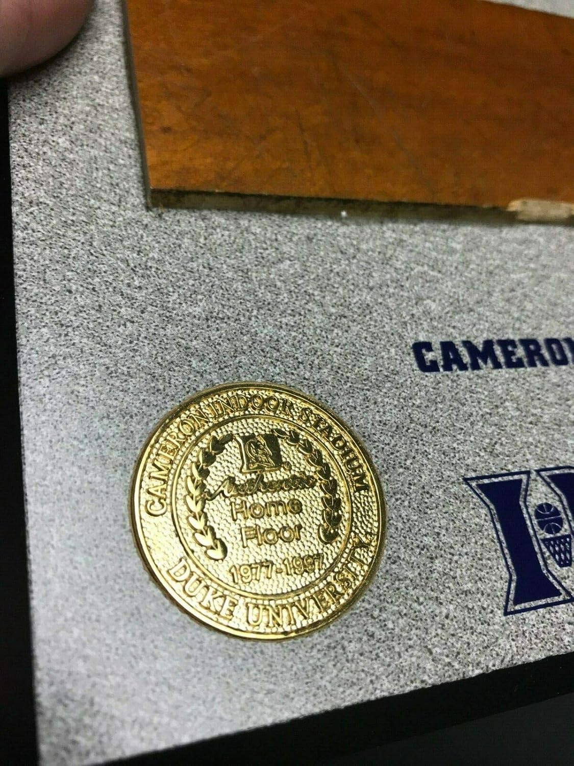 Duke RARE Genuine Cameron Indoor Stadium Plaque with Authentic floor Blue Devils