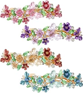 inSowni 4 Pack Luxury Glitter Sparkly Jeweled Gems Crystals Rhinestones Retro Vintage Butterfly Metal French Barrettes Alligator Snap Hair Clips Pins Headpieces Accessories for Women Girls
