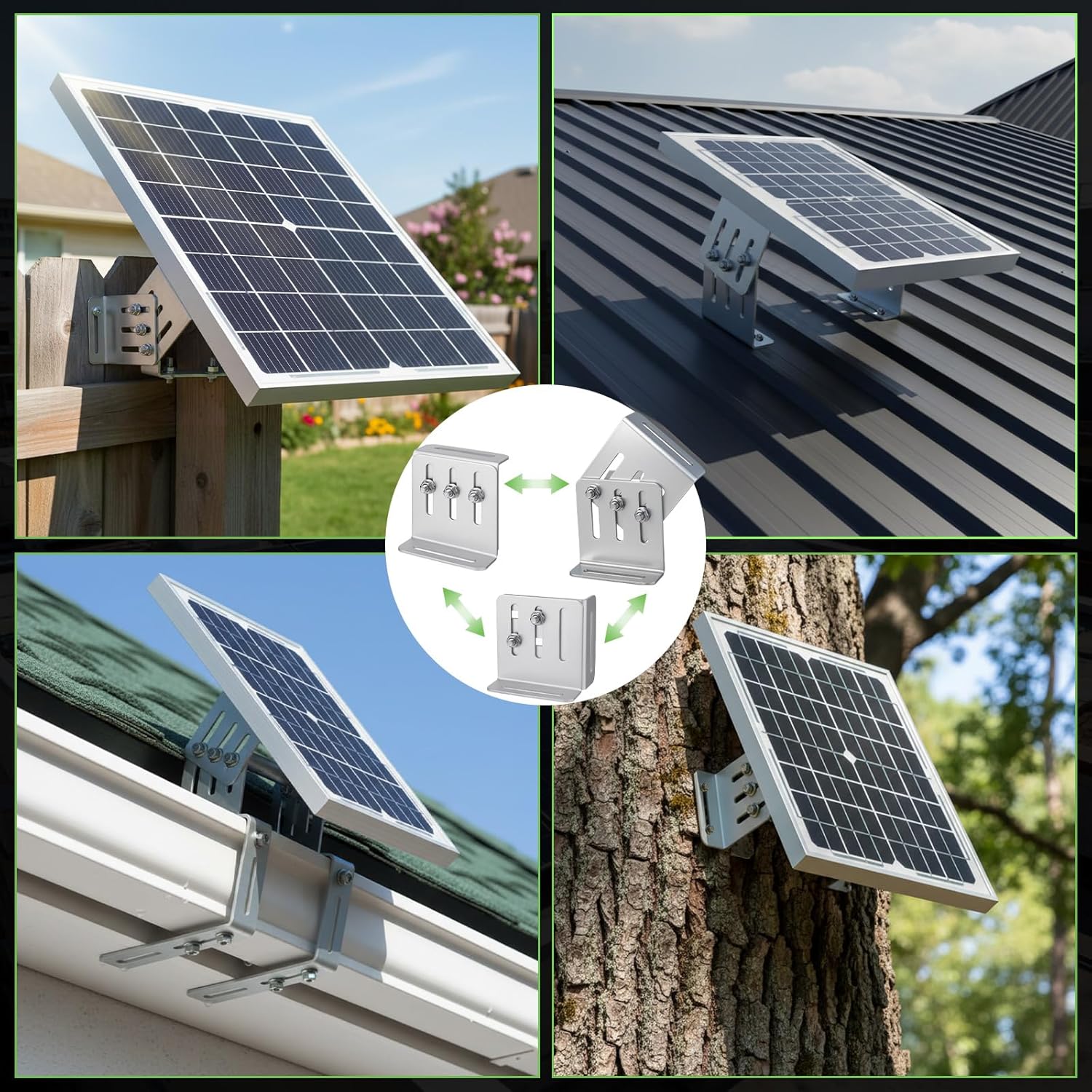 Frienda 8 Pcs Solar Panel Tilt Mount Brackets, 4"-7" Adjustable Length, 20°-160° Adjustable Angle, 1/8" Thick Anodized 6063 Aluminum Solar Panel Rack Mount for Rv, Roof, Boat