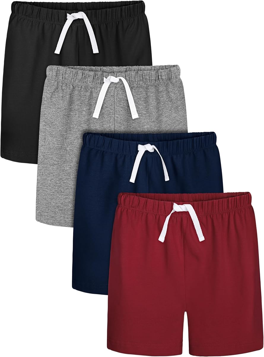 Resinta Pack 4 Pantalones cortos de algodón para niño pequeño Pantalones cortos informales para niño Pantalones cortos suaves para bebé niño para el verano