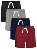 Resinta 4 Pack Toddler Boy Cotton Shorts Boys Casual Shorts Pull-on Shorts Soft Baby Boy Shorts for Summer