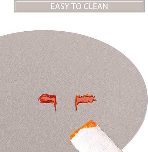 Miniatura 2 de Manteles individuales y posavasos lavables de cuero, impermeables, resistentes al calor, fáciles de limpiar para mesa de comedor, juego de 6, color