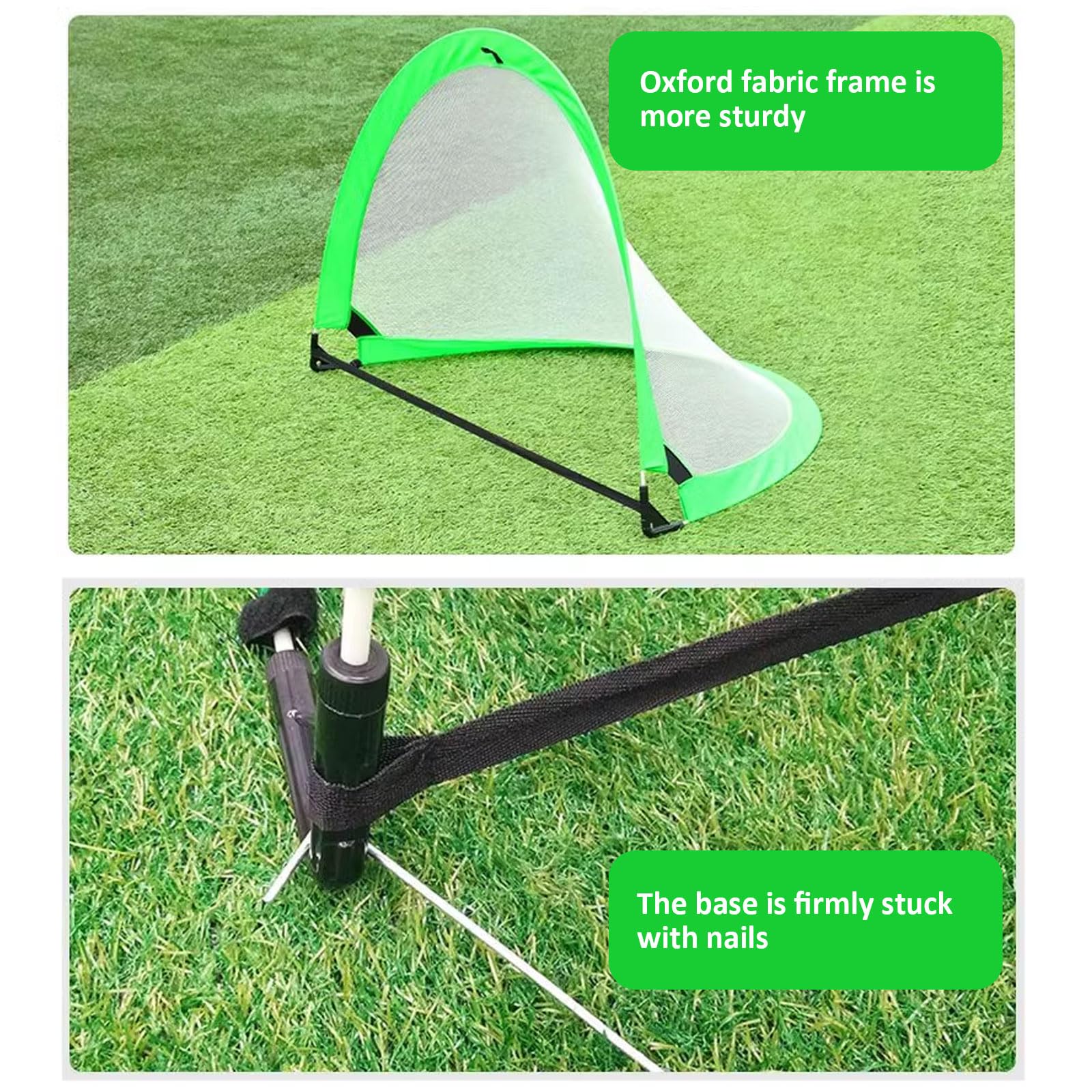 Rete da calcio pop-up per cortile, un set di due porte da calcio da 119 × 88,9 × 78,9 cm con borsa portaoggetti, rete da allenamento divertente per calcio, confezione da 2