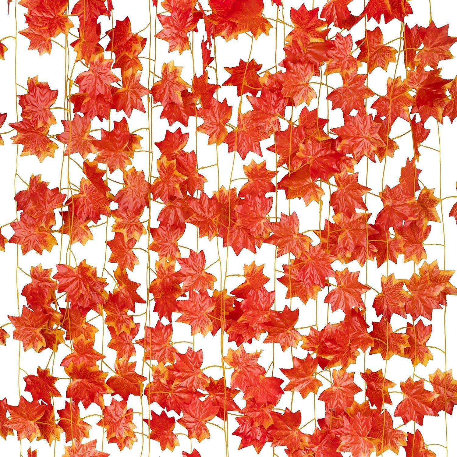 Guirlande feuilles d'érable orange artificielle suspendre déco automne maison et festivals 2.1m