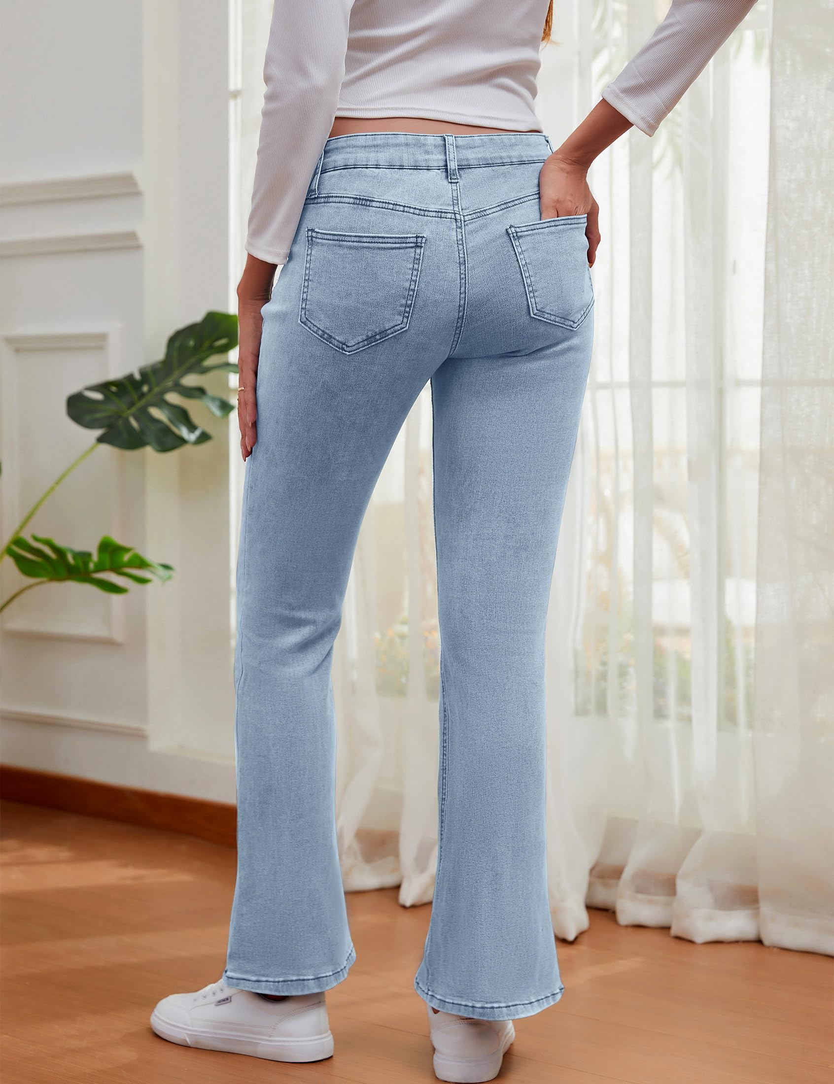 Jean de maternité pour femme - Jean de grossesse bootcut - Taille mi-haute - Pantalon de maternité évasé en denim avec poches