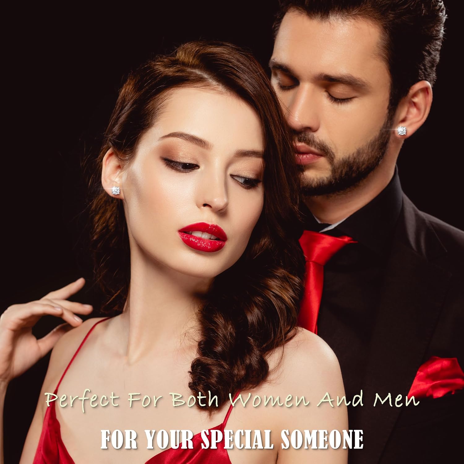 18K White Gold Plated Sterling Silver Pave Round Cut Cubic Zirconia Stud Earrings 4 Prong CZ Simulated Diamond Stud Earrings for Women Men Hypoallergenic - Image 2