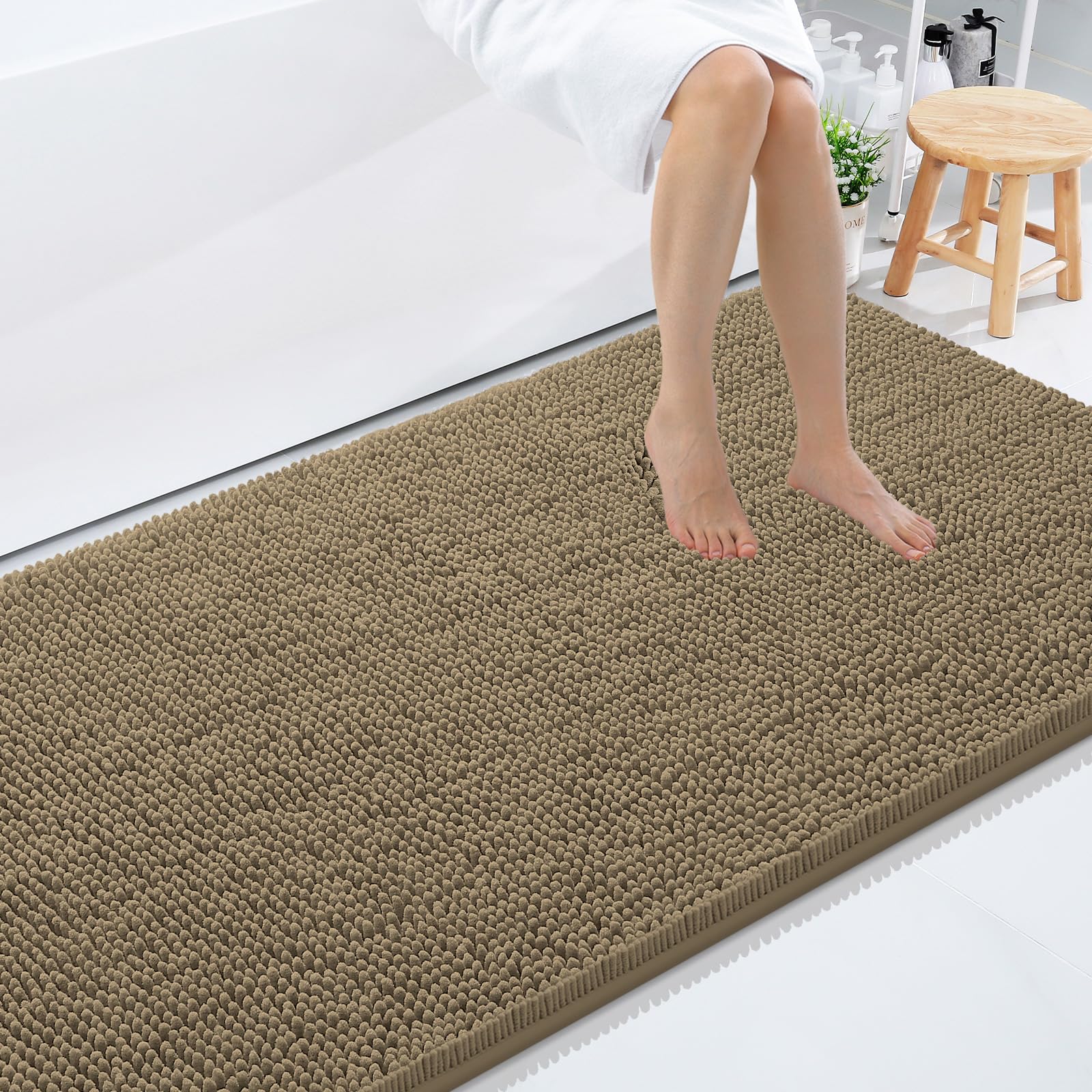 Smiry Bathroom Rugs 71X47, Luxury Chenille Extra Soft Absorbent Bath Mat