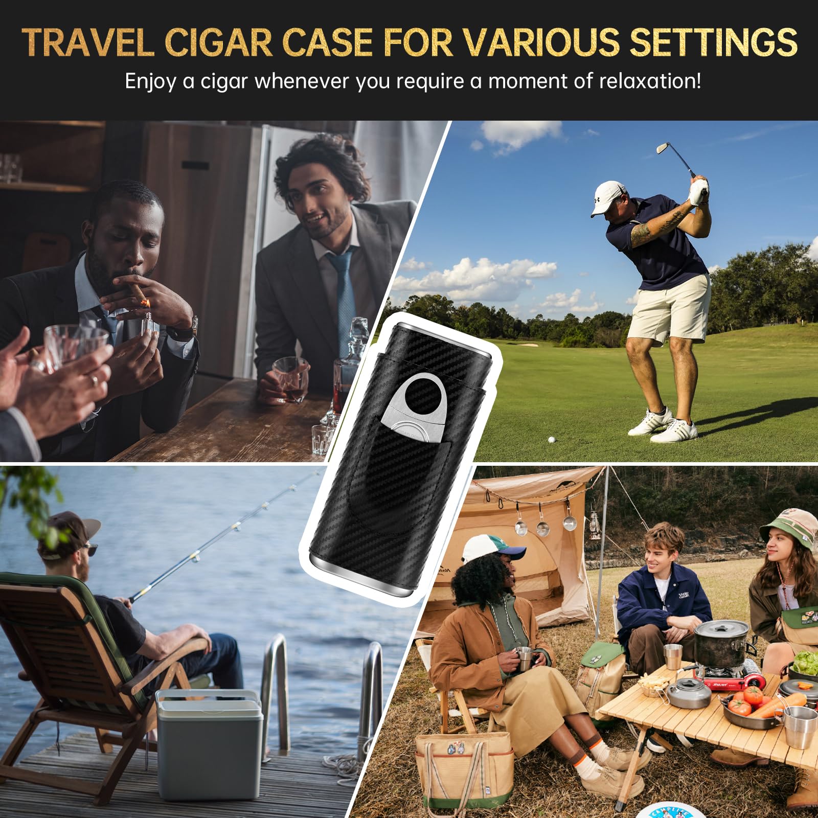 Etui à cigares en Cuir avec Coupe-cigares en Acier Inoxydable, étui à cigares Portable en Cuir pouvant contenir 3 cigares, étui à cigares de Voyage pour l'extérieur (Brun)