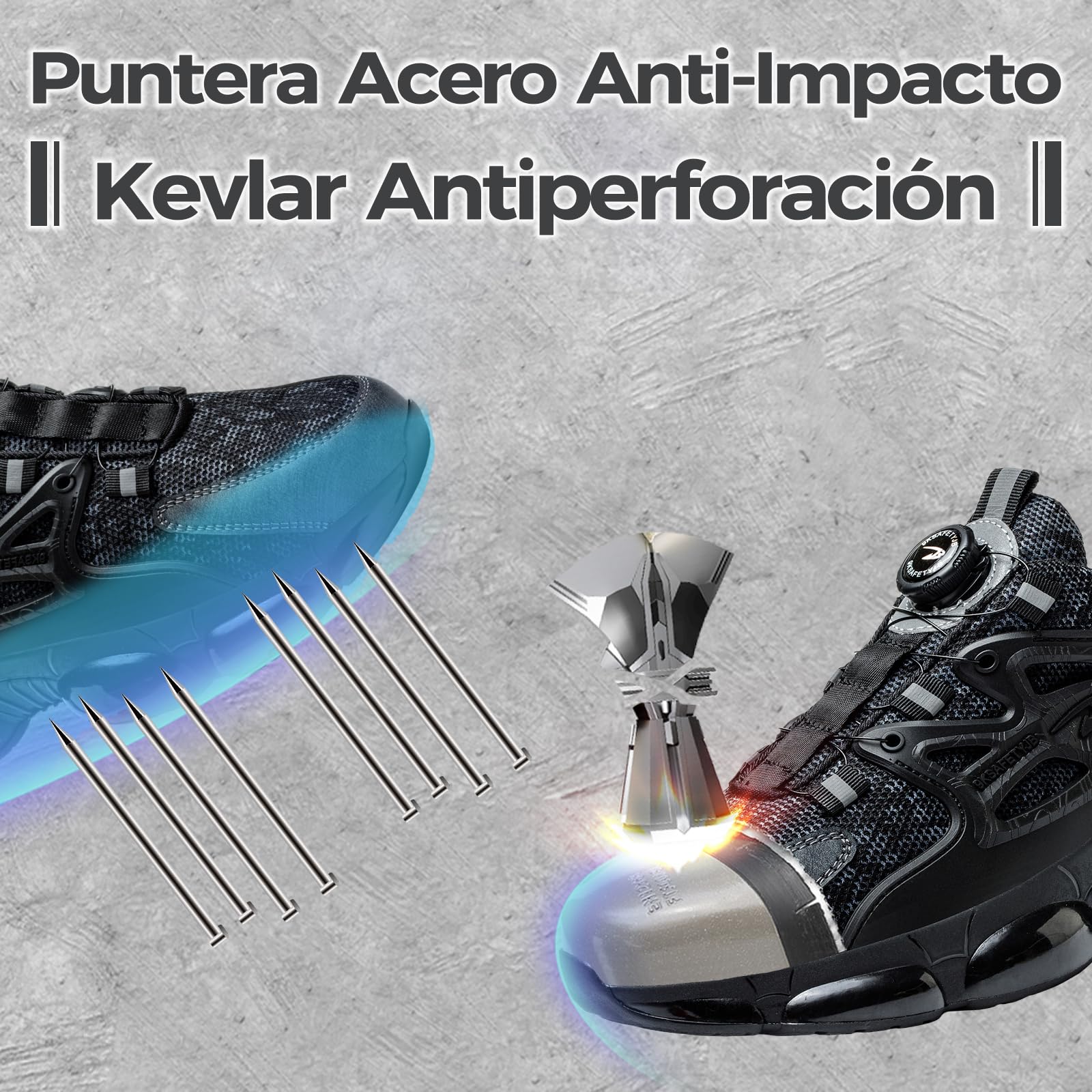 Zapatos de Seguridad para Hombre Mujer Puntera de Acero Zapatillas Trabajo Transpirable Ligero Liberación Comodo Rápida Calzado de Seguridad 36-48 EU