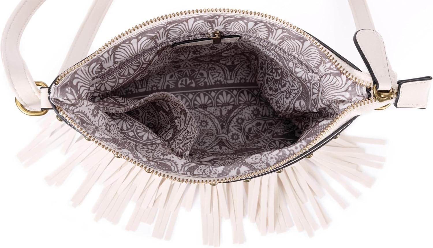 B BRENTANO Vegan Fringed Crossbody Bag with Studs - Image 5