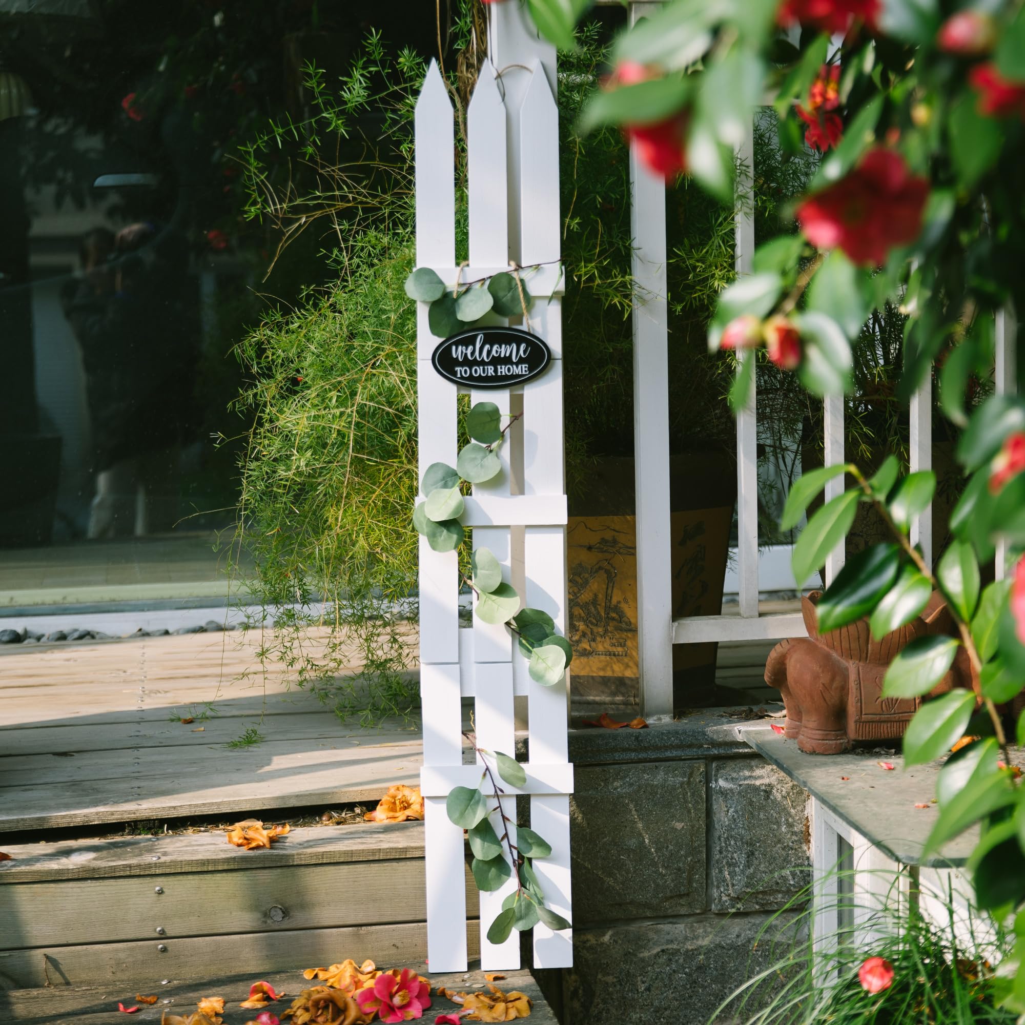 Defined Deco Wooden Porch Leaner, Welcome Home Proch Sign, 47" Large Wood Frame Outdoor Could Hanging Any Sigs, Tall Welcome Sign Home Decor for Porch Front Door Wall Decor