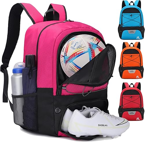 Bolsa de fútbol - Mochila y mochila para fútbol, voleibol y baloncesto, con compartimento para pelotas y paquete de entrenamiento