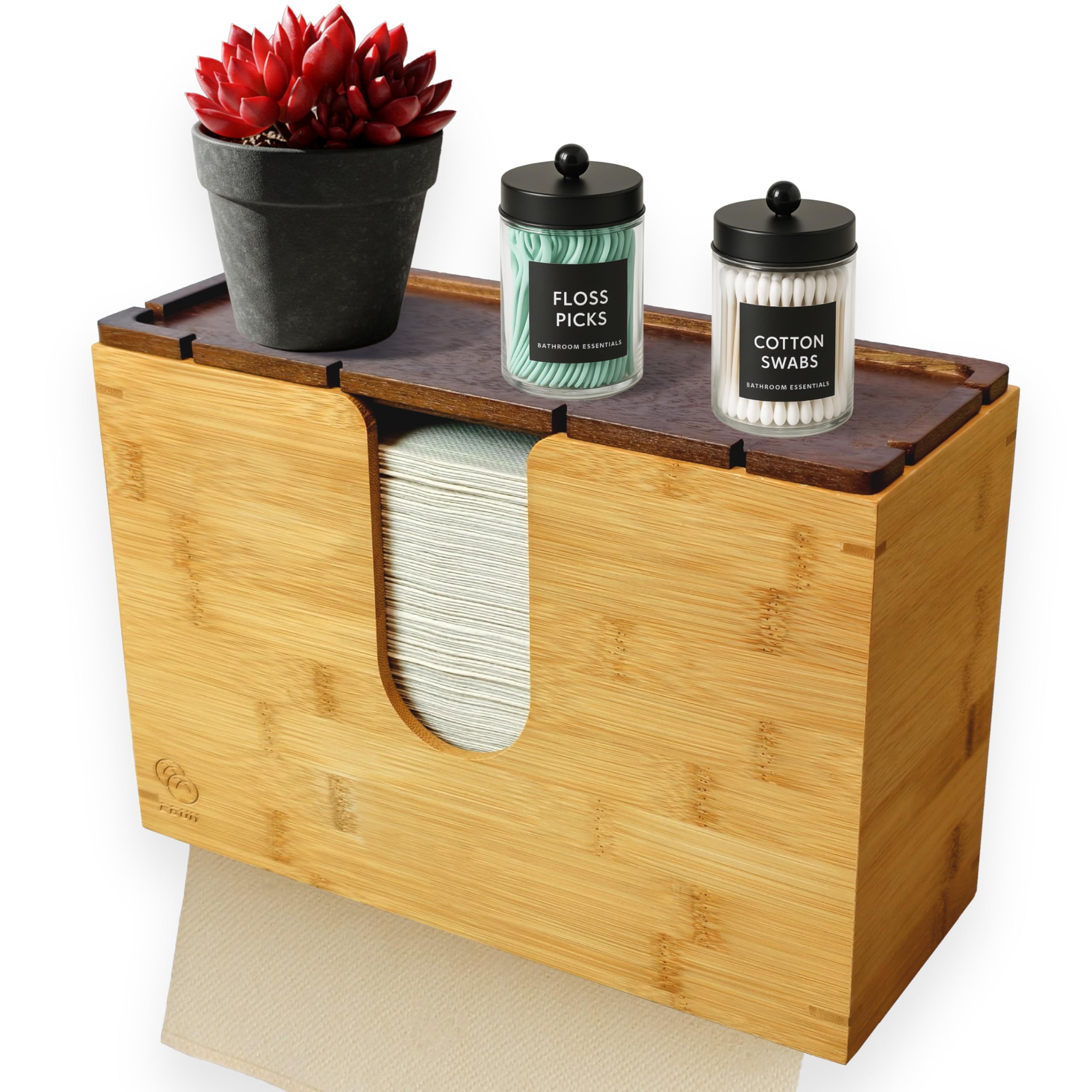 Multifold papel toalla dispensador – pared soporte y encimera dispensador – hecho de bambú