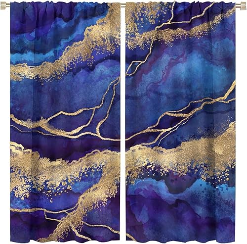 Miniatura 9 de Cortina abstracta de mármol con rayas de oro blanco, patrón de mármol, cortina de impresión para dormitorio, sala de estar, cortina opaca y
