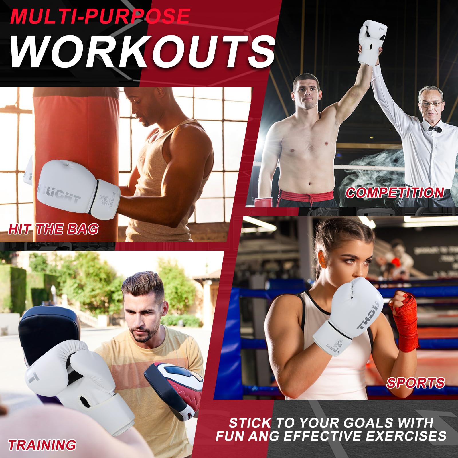 Guantoni da boxe per uomini e donne, per allenamento sparring, boxe, MMA, kickboxing, guantoni da allenamento per boxe, kickboxing, muay thai, MMA