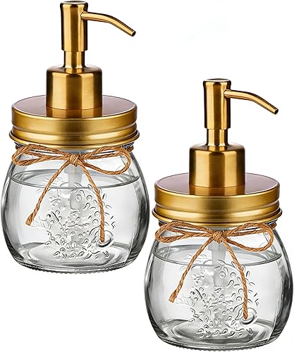 Miniatura 11 de Amolliar Dispensador de jabón líquido en tarro Mason de 10 onzas, tapa de bomba de acero inoxidable, bonita decoración de granja para cocina, baño,