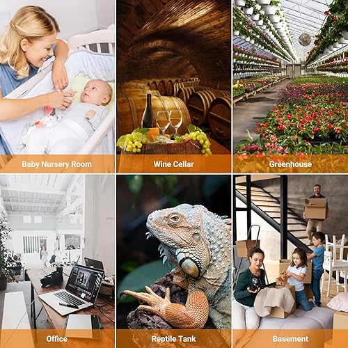 Miniatura 8 de Temtop Termómetro higrómetro de interior, monitor digital de precisión de temperaturahumedad con imán y adhesivo 3M, fecha y hora, montaje en